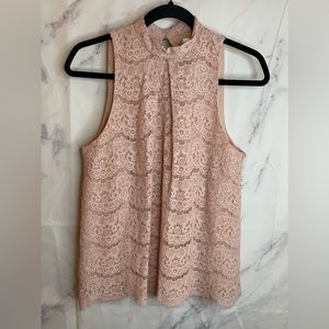 Fourteenth Place Floral Overlay Lace Blouse - C42